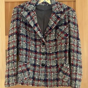 Plaid Women's Jacket - Red, Blue, Gray
